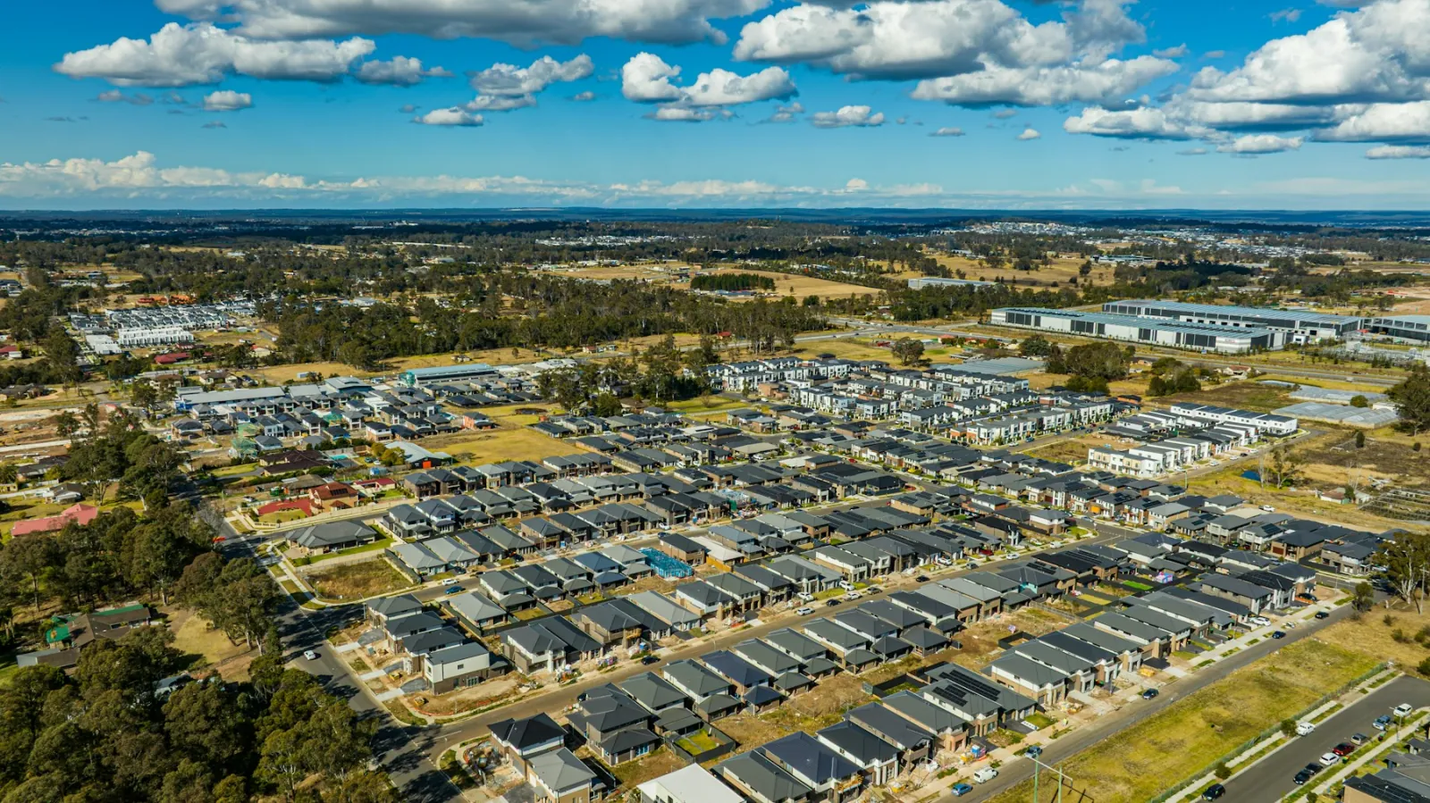 Aerial view of a growing Australian housing estate.